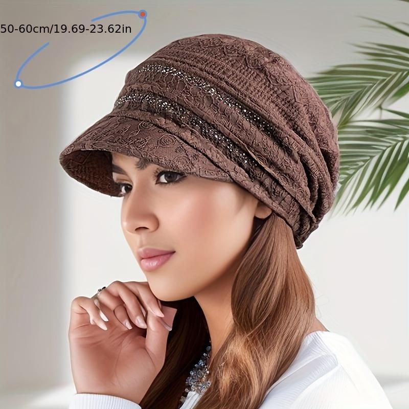 Casual Soft Beanies Cap Short Brim Bonnets for Women Loose Crochet Women Baseball Cap Autumn Winter Foldable Earflap Hats Hollow