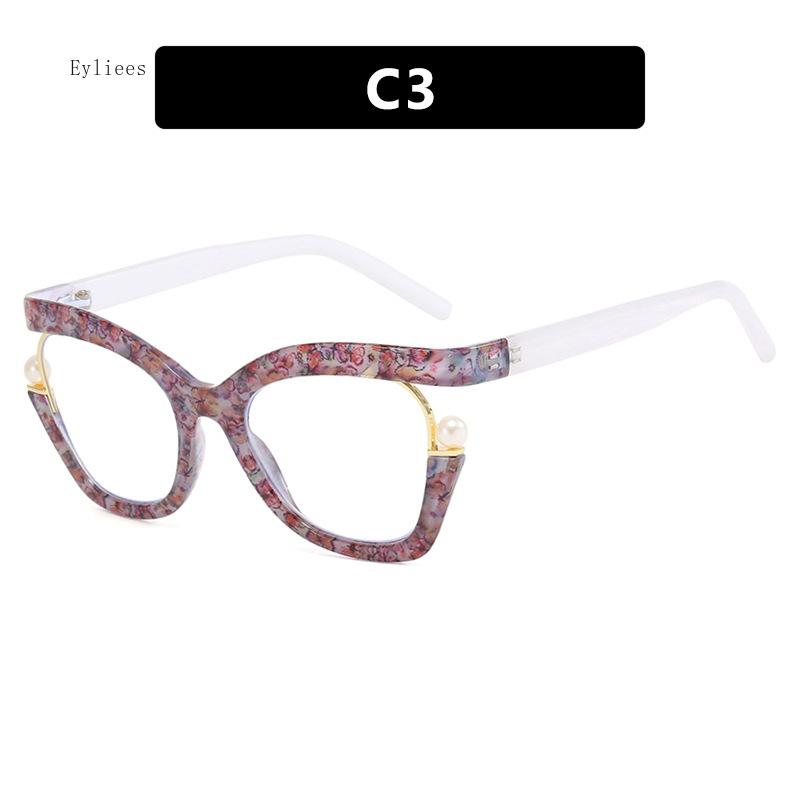 

Fashion Women Anti Blue Light Glasses For Men Vintage Pearl Purple Cat Eye Frame Clear Lens Brand Colorful Female Eyeglasses