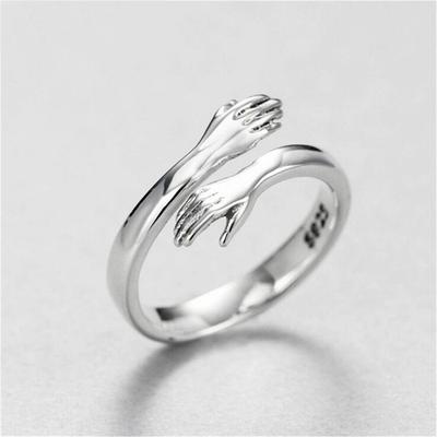 Vintage Knuffelringen Voor Vrouwen Zilverkleurig Romantische Eeuwige Liefde Knuffel Openende Vinger Trouwringen Valentijnsdag Vingerring Cadeau