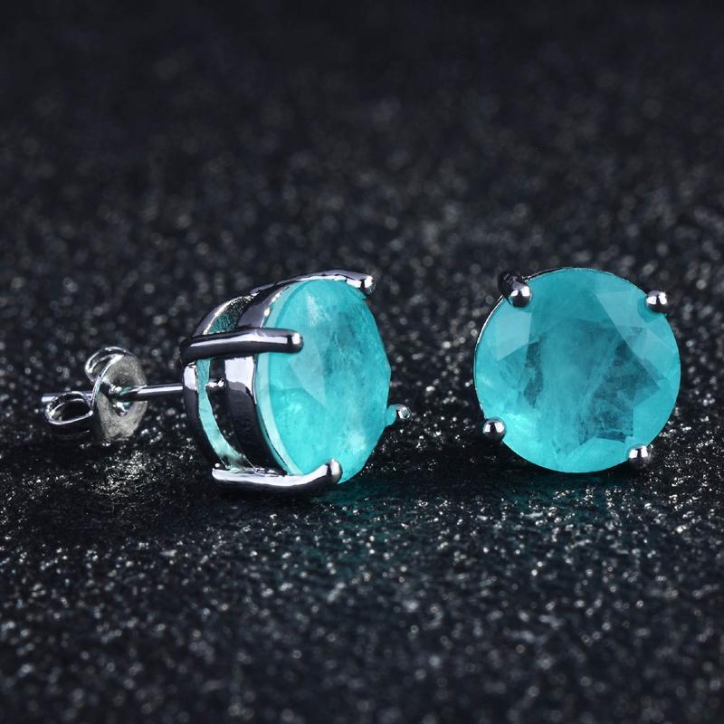Orecchini a Bottone in Argento Sterling 925 con Pietra di Tormalina Rotonda da 10 mm per Donna Moda Festa Gioielli Regalo Anniversario