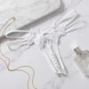 Hollow-out Women's Thong Low-waist Mesh Lace Briefs Breathable Pearl Lace Underwear  Female