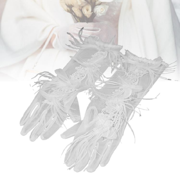 Elegant Fingerless Gloves Feather French Unique Outfits Long Gloves for Flapper Bride Wedding Dancing Accessories