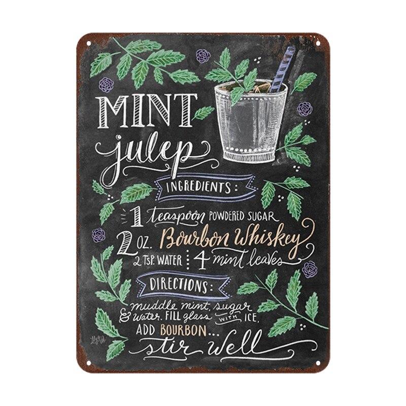 Mai Tai Cocktail Plaque  Vintage Metal Signs for Bar Pub Club  Whiskey Pimms Cup Retro Tin Poster  Wall Decor for Home Kitche