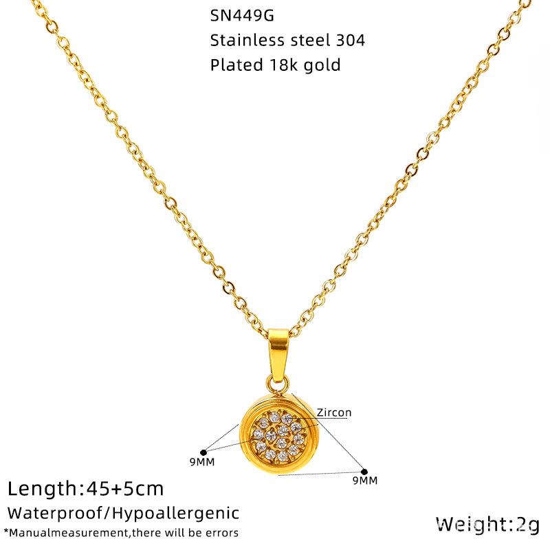 Premium Titanium Steel Necklace Female Simple Pentagram Geometric Diamond Clavicle Chain