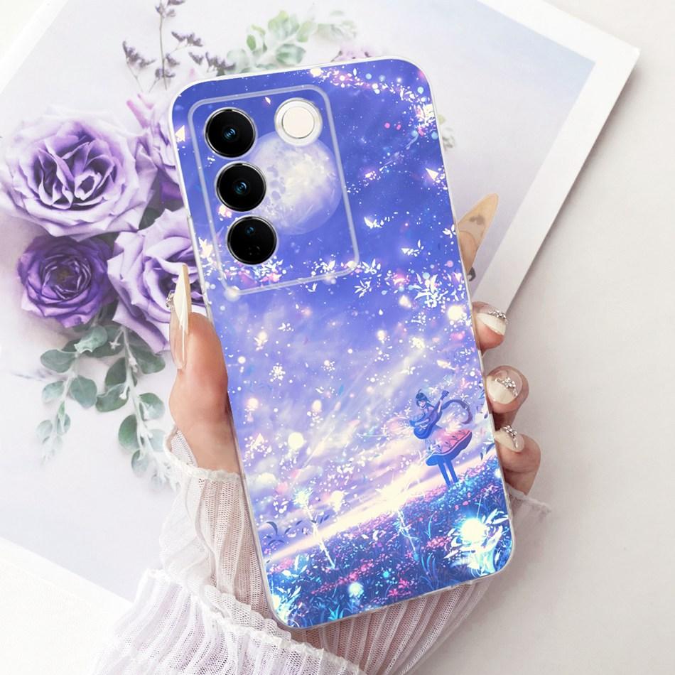 For Vivo V27 V27Pro Cute Flower Butterfly Cat Painted Case For Vivo V 27 V27 Pro V2230 V2231 Soft Silicone TPU Phone Cases