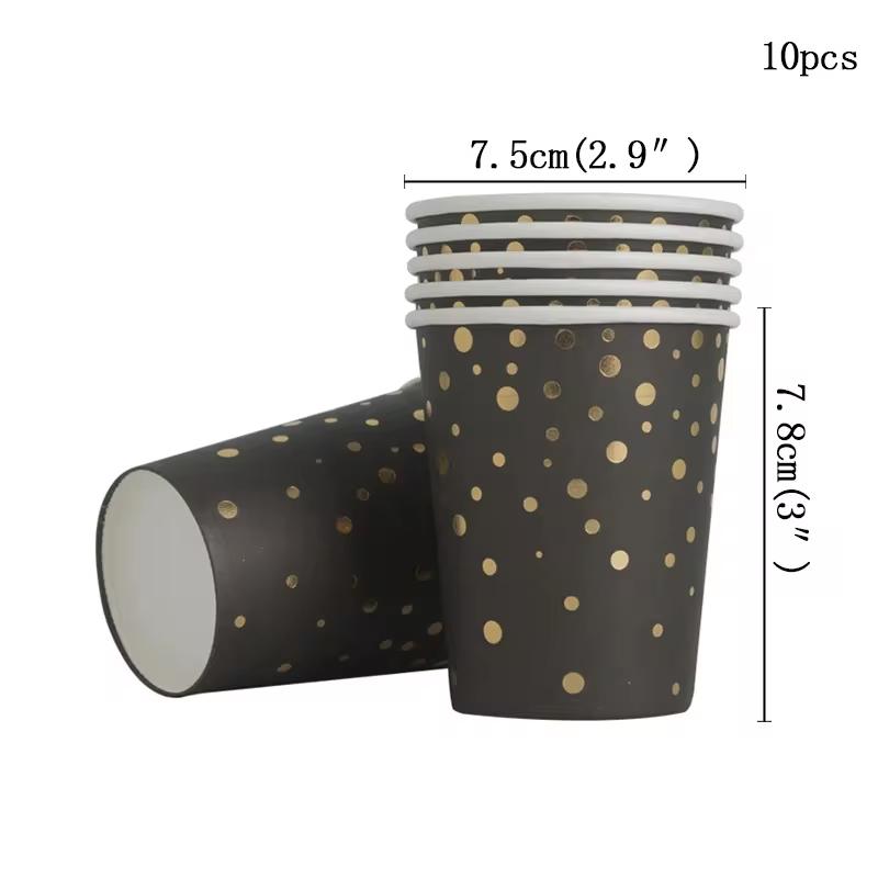 Black Gold Birthday party Decorations Tableware Set Paper Cups Napkins Plates Tablecloth Adult Kids Happy Birthday Party Decora