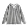 Women's Love Heart Embroidered Faux Layered Hooded Sweatshirt