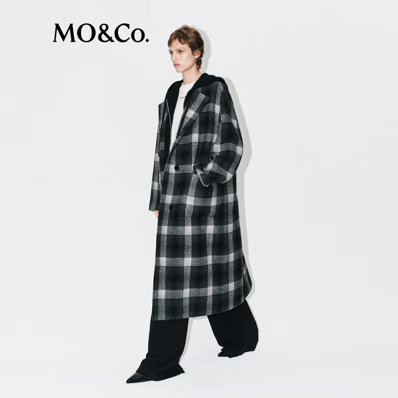 MO&Co. Women's Plaid Wool Blend Hooded Jacket