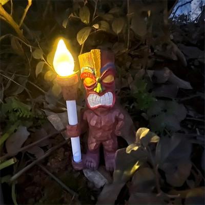 Solární zahradní figurka Venkovní realistická Mayská lidé LED světlo Totemová ozdoba