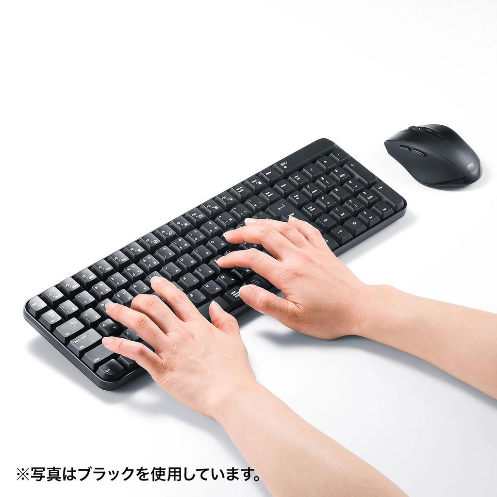 Sanwa Supply Wireless Keyboard with Mouse, White, SKB-WL25SETW