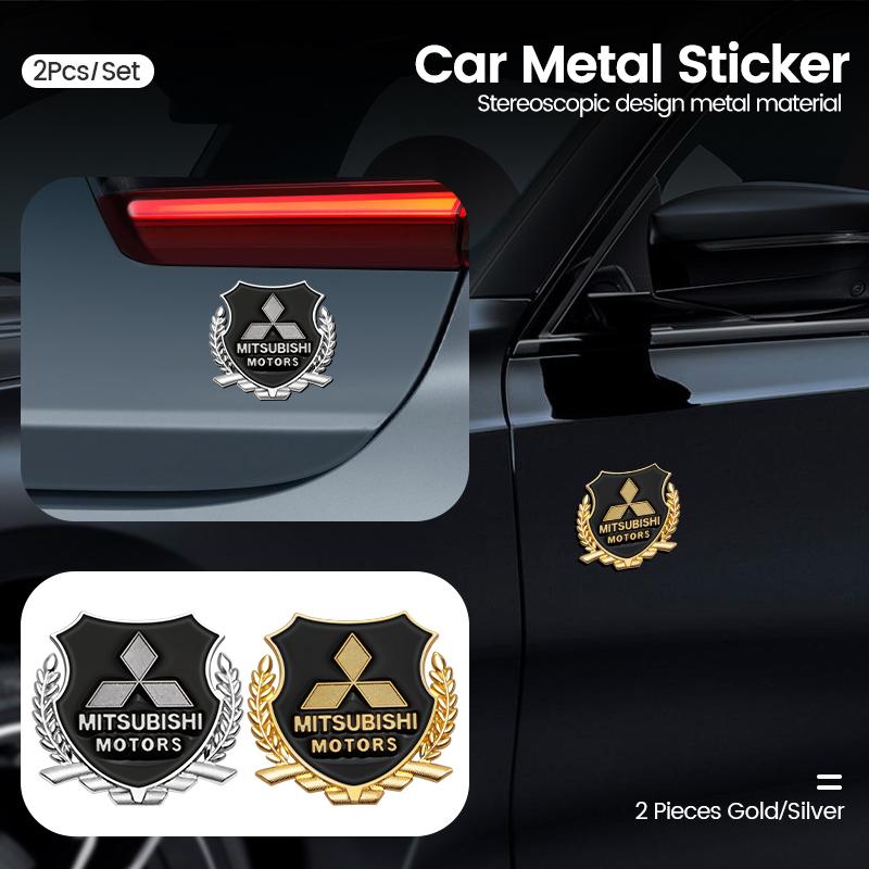 cxmvxd1 For Mitsubishi Asx Lancer Pajero L200 Attrage New Auto Side Emblem Decoration 3D Metal Car Wheat Ear Sticker Motorcycle Decal