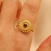 Stainless Steel Green Natural Stone Rings for Women Men Vintage Trend Punk Jewelry Gold Color Opening Ring Waterproof Gift New