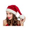 Santa Hat Red White Green Striped Print Knitted Christmas Hat with Plush Ball Decor Holiday Accessory