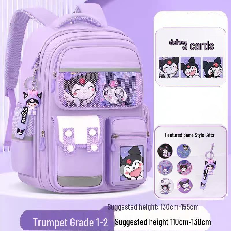 Kuromi Spine-Protecting Schoolbag: Lightweight, Large Capacity for Sixth Grade Girls