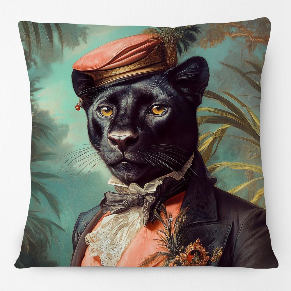European Retro Vintage Royal Animals Portraits Leopard Panther Dog Cat Cushion Covers Sofa Pillowcase