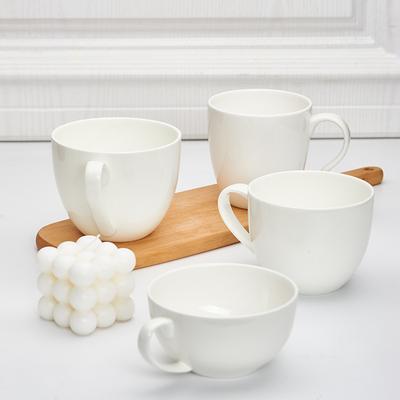 Ceramic Large-capacity Breakfast Cup Household Milk Oat Drinking Cup Pure White Bone China Mug