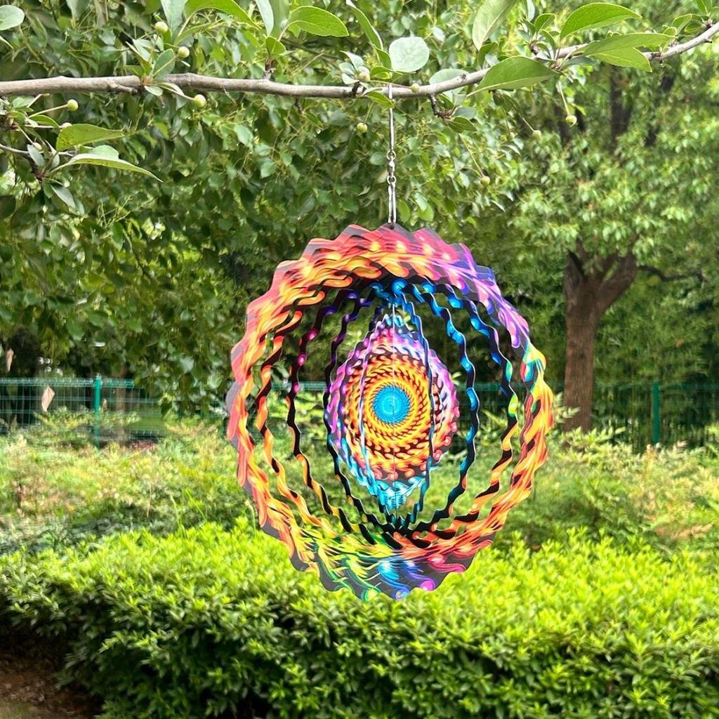 Metalowy Wiatrak - Wzór Mandala i Złe Oko, Idealny Prezent dla Kobiet, Mamy, Babci, Żony - Idealny do Dekoracji Zewnętrznej i Wewnętrznej, Święto Dziękczynienia, Boże Narodzenie
