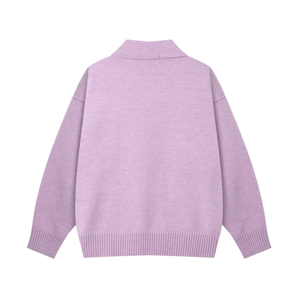 AMI Spring and Autumn New Love Jacquard Wool Ami De Coeur Polo Collar Hoodie Sweater