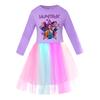 Rochie Kpop vânătoare de vrăjitoare grup de fete cu mânecă scurtă, gât rotund, dantelă stea curcubeu