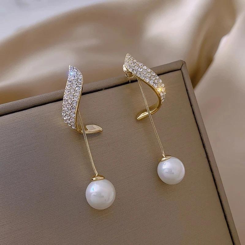 New Cute Pearl Studs Hoop Earrings For Women  Color Eardrop Minimalist Tiny Huggies Hoops Wedding Fashion Jewelry Gift