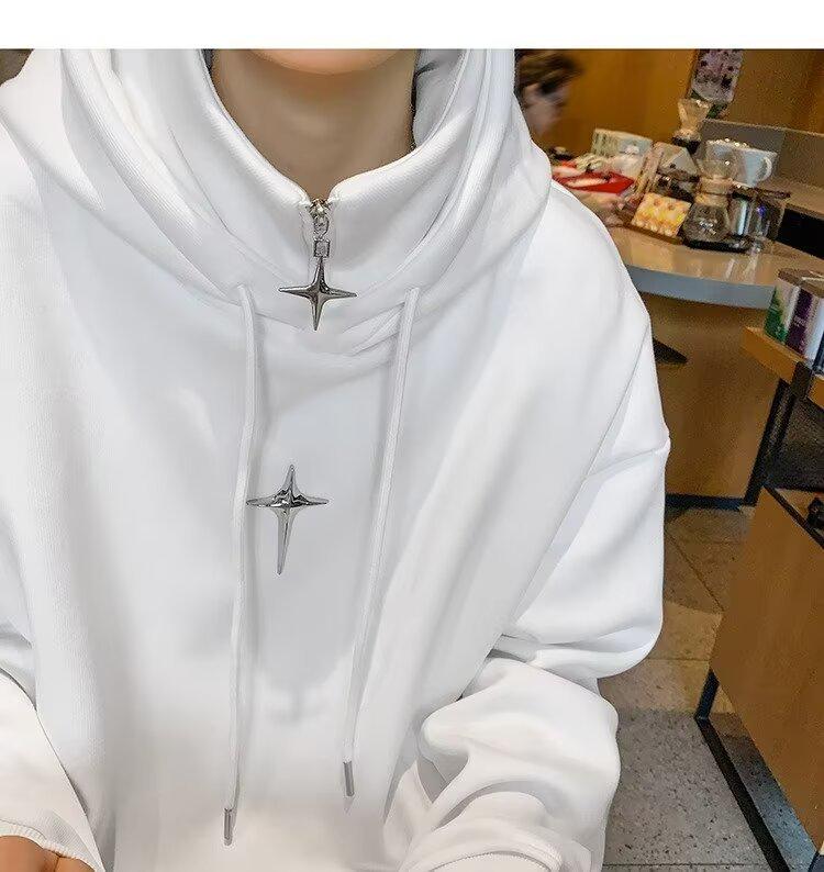 Men's Winter Thick Velvet High-Neck Oversized Hoodie - Trendy American Style