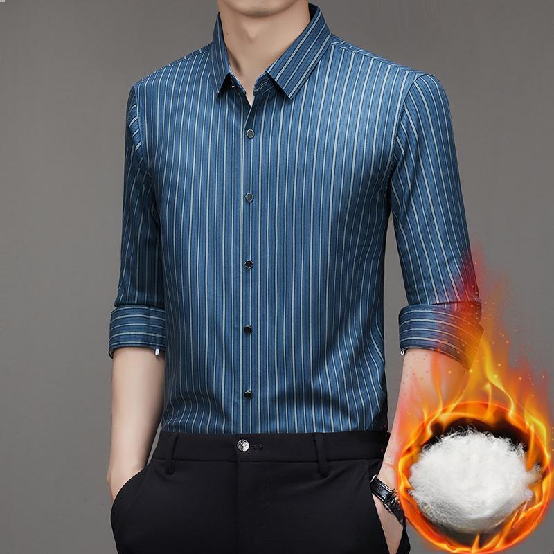 Autumn and Winter New Men's Removable Liner Down Shirt, Young and Middle-aged Business Base Shirt