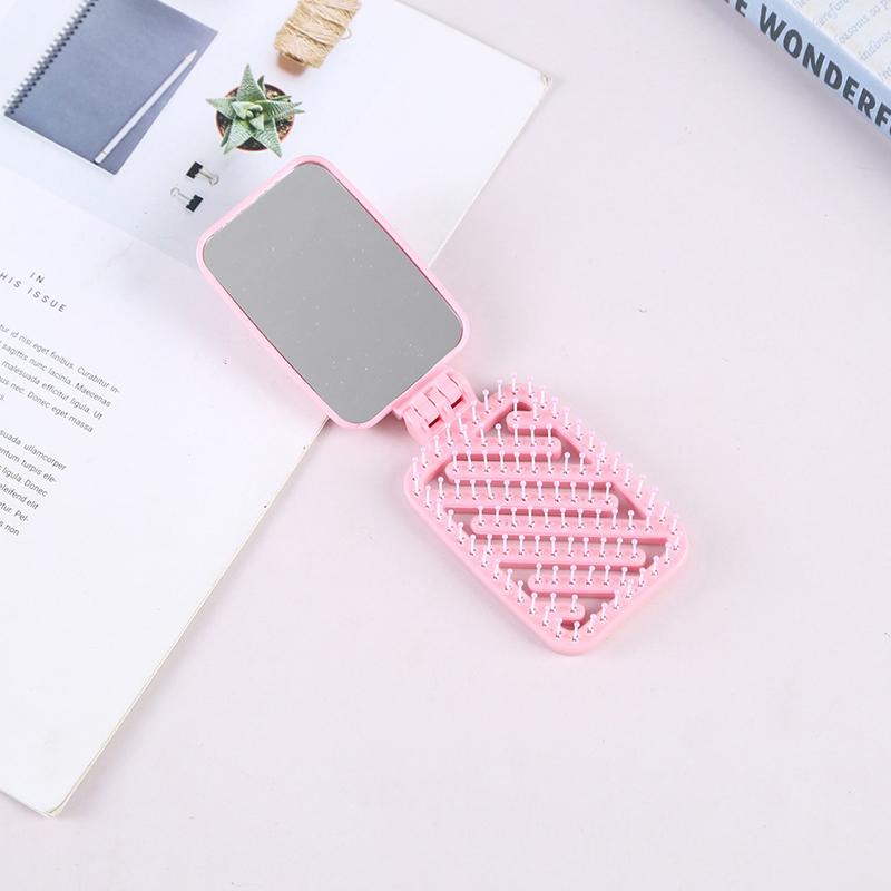Mini kapesní zrcátko skládací hřeben dívka žena přenosné čtvercové kapesní malé cestovní masážní kartáč na vlasy se zrcátkem stylingový doplněk