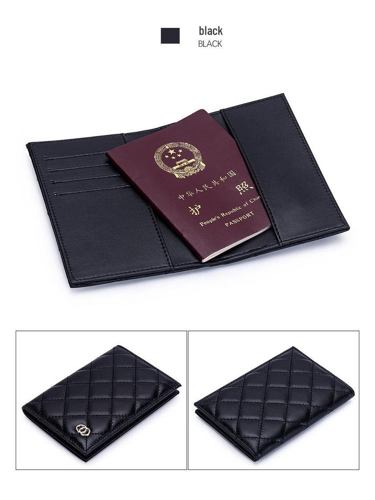 Chic Lambskin Diamond-Pattern Bi-Fold Passport & ID Wallet