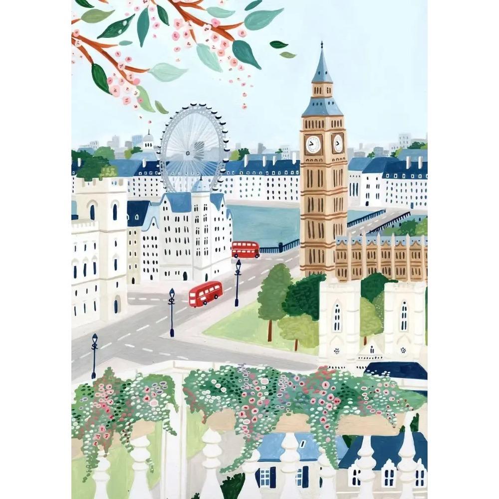 World Travel City Poster Landscape Greece Italy Florence Paris France Canvas Print Painting Wall Art Living Room Home Decorative