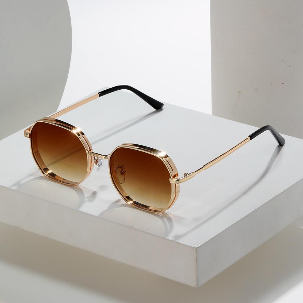 1pc Metal Fashion Round Men's Sunglasses Outdoor Driving Driving Fishing Gradient Sunglasses Women's Sunglasses