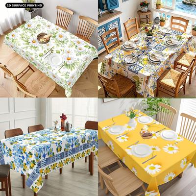 Vintage Floral Washable Tablecloth Decorative Table Cover Soft Brushed Home Textile for Kitchen Dining Party Furniture Table Protection Home Decor