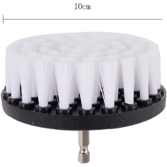 4Inch Drill Brush Attachment, 1/4'' Drill Bit Car Detailing Scrubbing Brush, Pneumatic Scrubber Stiff Brushes for Cleaning Carpet & Leather, Car,