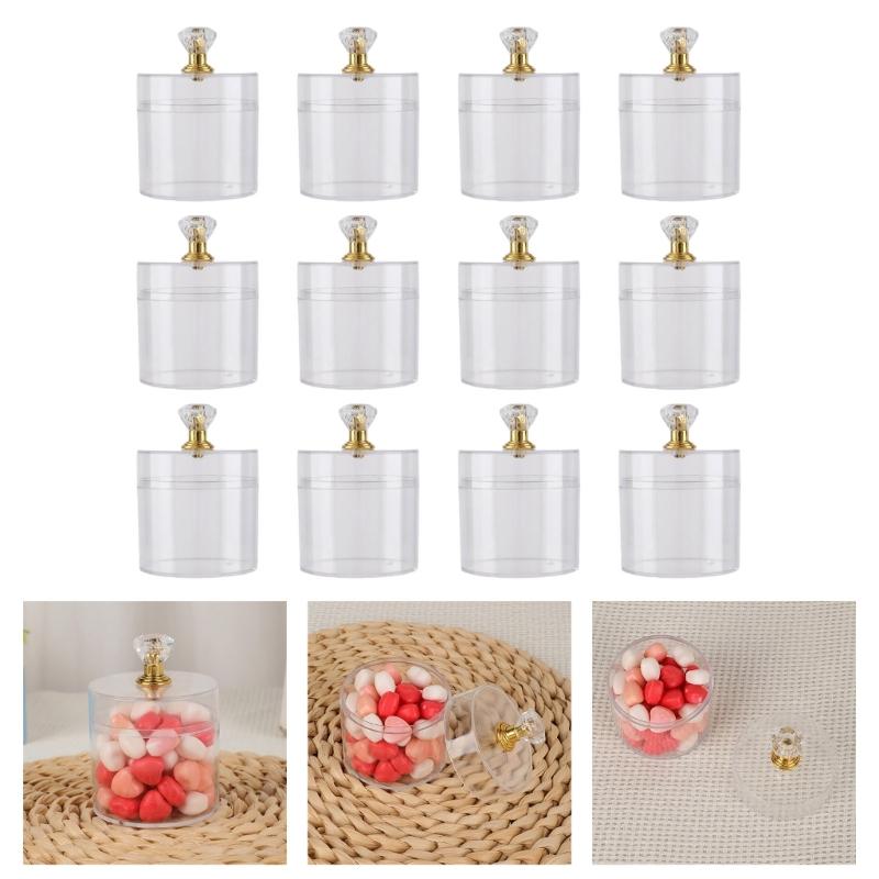 12Pcs Cylinder Candy Holder Plastic Candy Container Multipurpose Party Treat Box For Wedding Birthday Gift Packaging