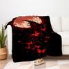 "Red Butterfly Moonlit Night Wall Art Print"Blanket Flannel Throw Blanket for Sofa, Bed, Travel, Camping, Office