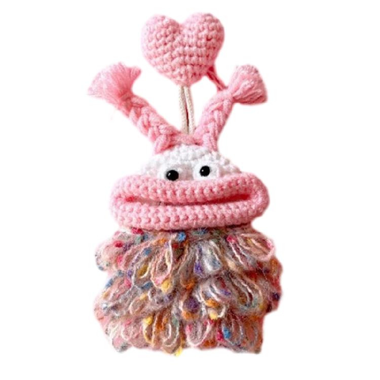 Pull Out Car Keys Cases Bag Funny Cartoon Keychains Pouch Hand Knitting Keys Wallets Organizers for Women and Men