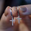 Versatile Gold-Plated S925 Sterling Silver Cross Earrings with Diamond-Set Ear Cuffs - Minimalist Light Luxury for Women