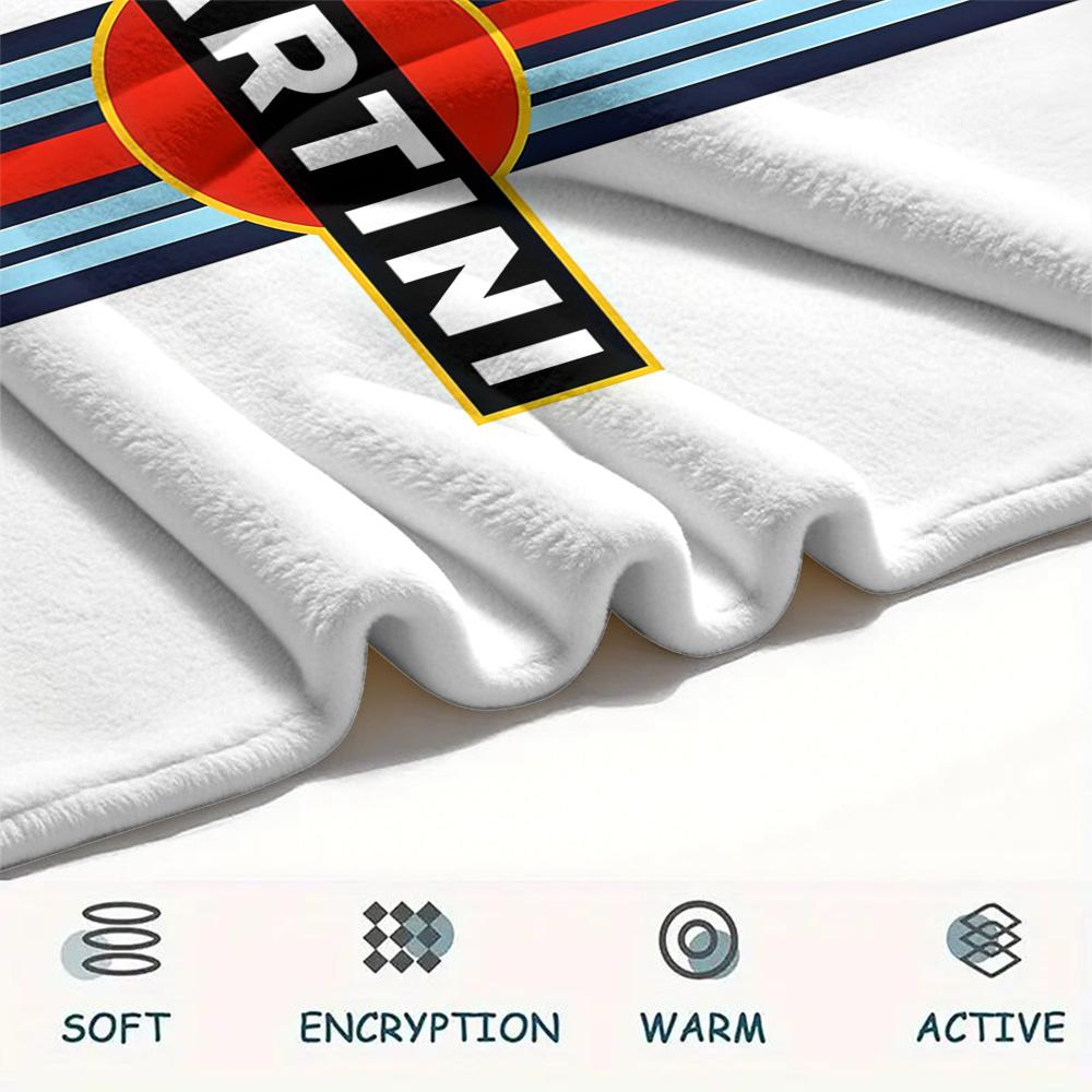 1PC Custom Name Martini Racing Patterned Flannel Blanket Suitable For All Seasons for Home Decor Warmth and Comfort Gifts Holiday Present -HE79