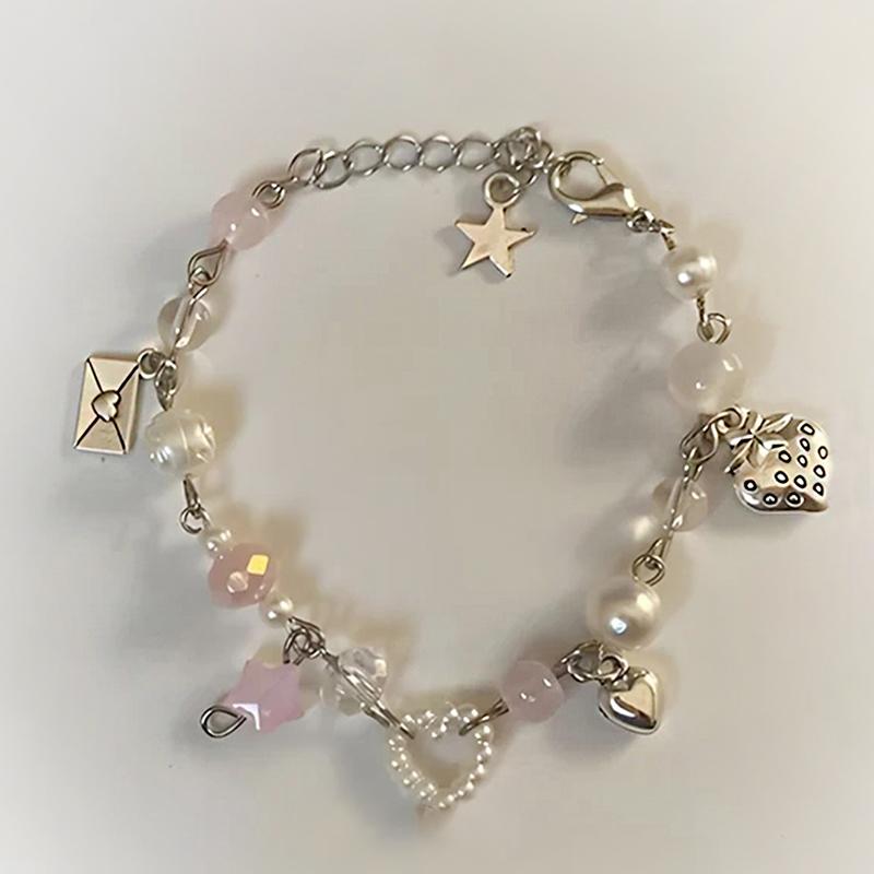 Regalo fatto a mano con accessori per gioielli da donna, braccialetto con ciondoli, stella a cinque punte, fiore, farfalla