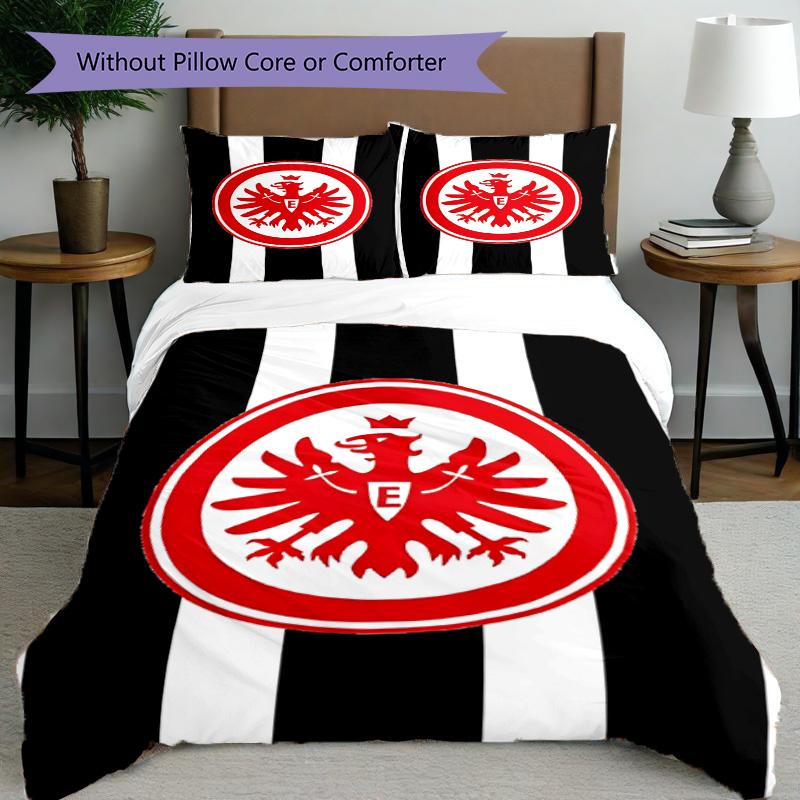 3-teiliges Bettbezug-Set (1 * Bettbezug + 2 * Kissenbezug, ohne Kern), Eintracht Frankfurt Bettwäsche-Set mit Aufdruck, Schlafzimmerdekoration, Ganzjahres, Geburtstagsgeschenk