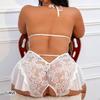 Sexy Lingerie For Women Transparent Babydoll Erotic Costume Lace Hollow Bra Crotchless Nightwear Pajama Set Plus Size Halter