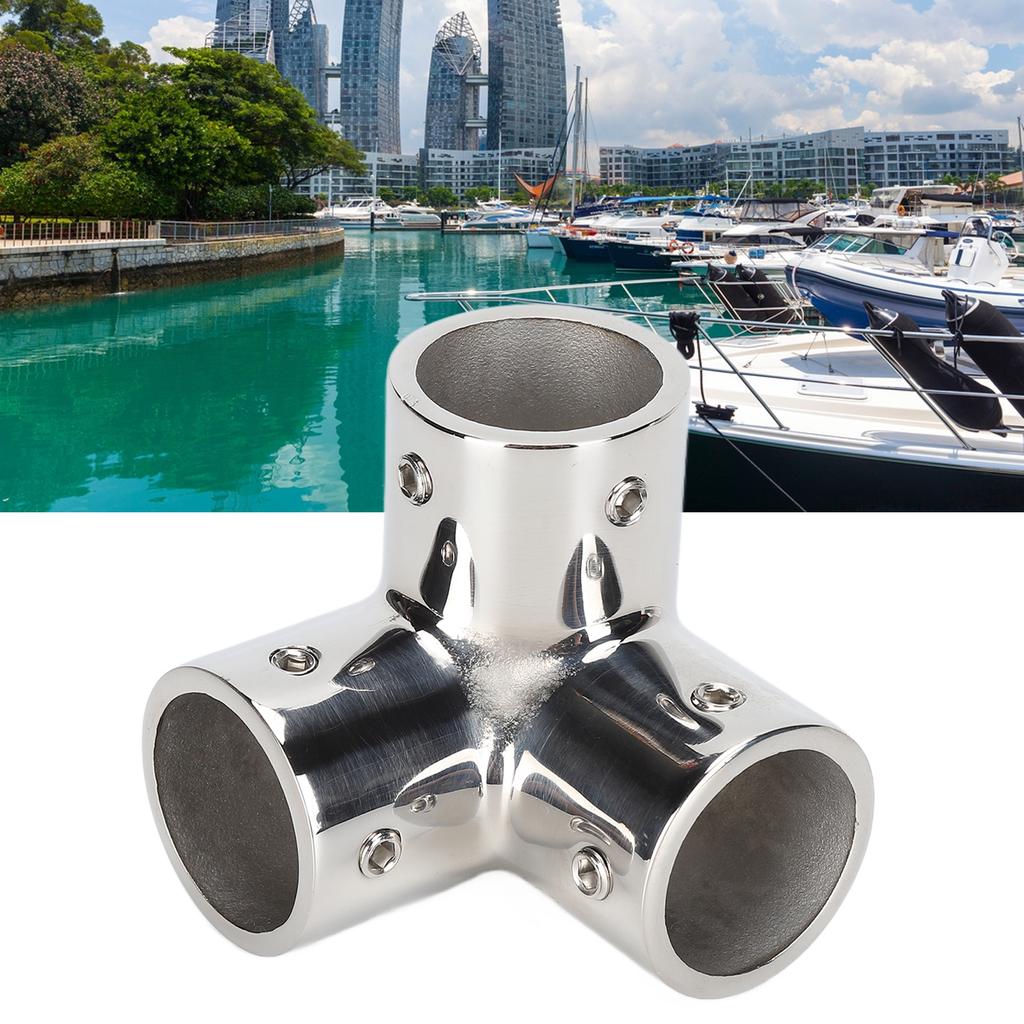 3 Way Corner Tee Joint 316 Stainless Steel Mirror Polished Yacht Hand Rail Elbow Pipe Fittings