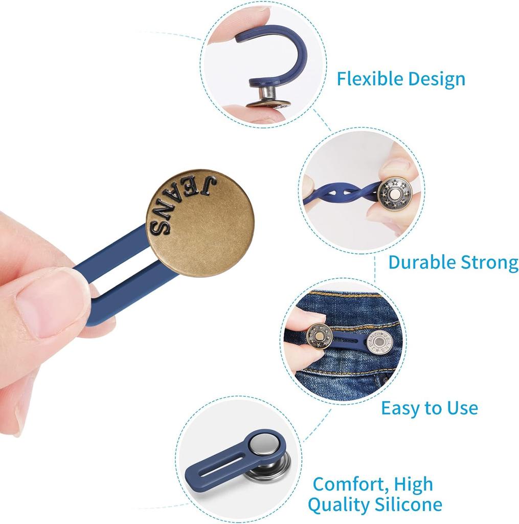 5pcs Metal Button Extender Perfect To Any Jeans Pants Free Sewing Retractable Jeans Waist Button Extended Buckles Fixing Kit