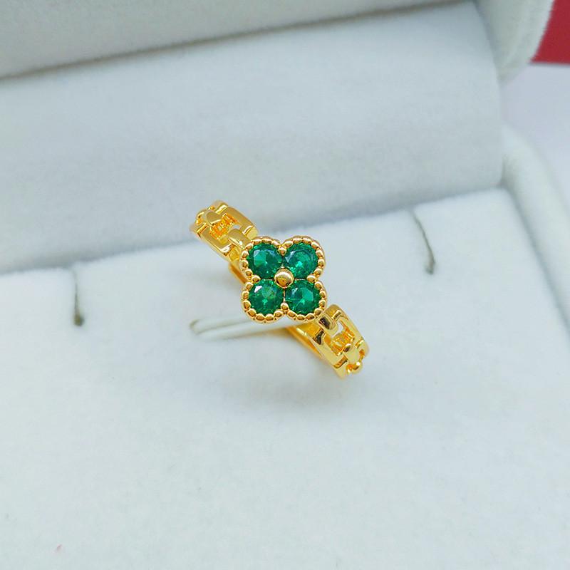 Minimalist Modern Clover Open Ring In Brass Gold Finish Perfect Accessory For Women