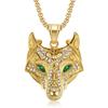 Nordic Viking Wolf Head Gold-Plated Titanium Steel Pendant Necklace