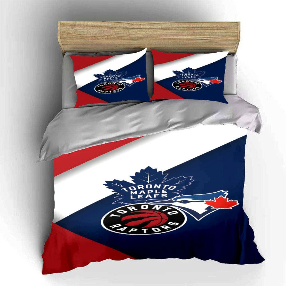 "Toronto Maple Leafs and Raptors Logo Design" Print Bedding Set Duvet Cover Pillowcases (1* Duvet Cover 2* Pillowcases Do Not Include Comforter)