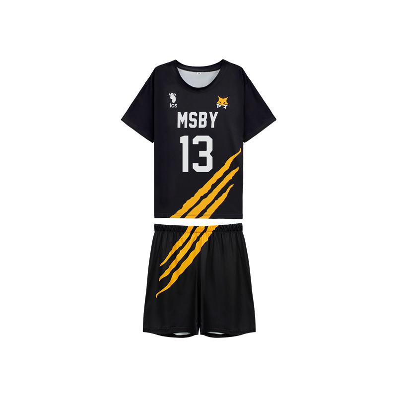 Haikyuu!! Set Uniformă Mânecă Scurtă Cosplay Echipa Karasuno High School Black Wolves