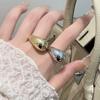 Minimalist Irregular Geometric Smooth Surface Teardrop-shaped Stainless Steel Opening Rings for Women Temperament Finger Jewelry