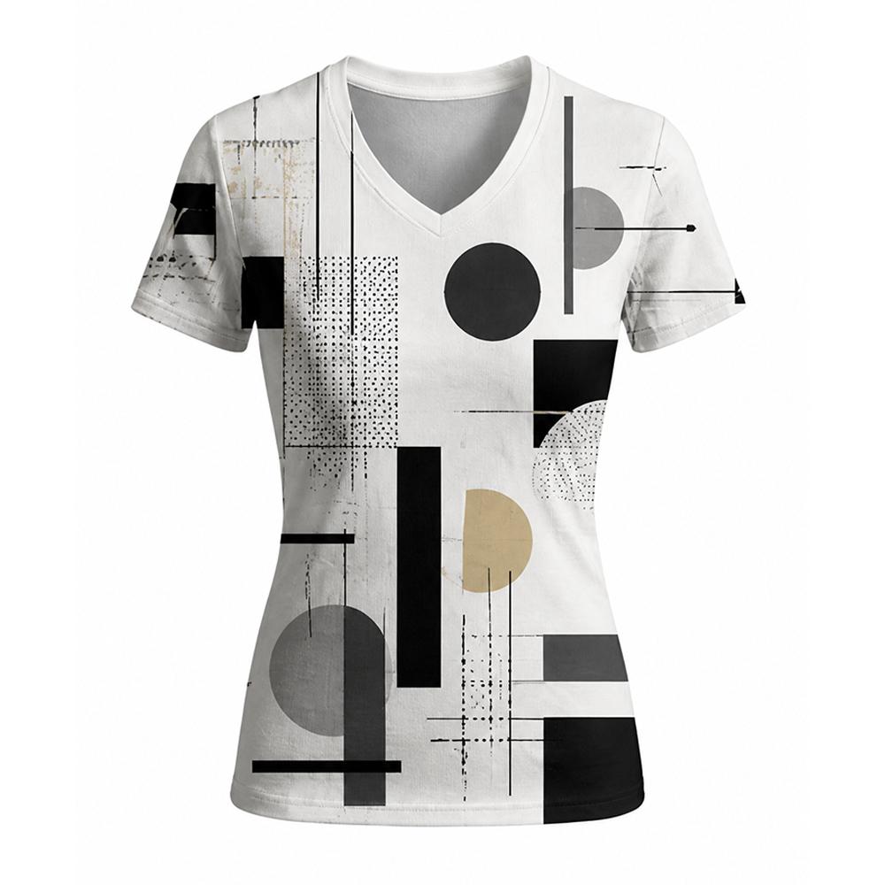Women's Geometric Abstract Print V-Neck T Shirt Daily Casual
