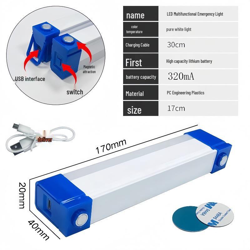 USB Rechargeable LED Emergency Tube: Magnetic Suspension for Home, Camping, and Market Lighting