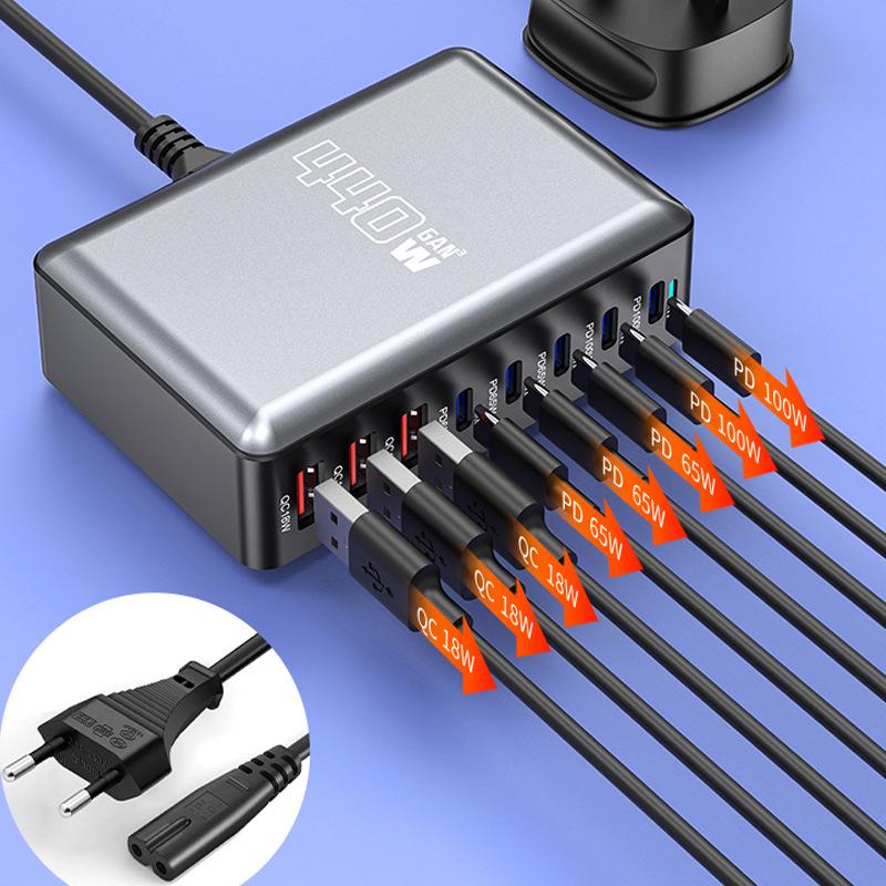 320W Multi-Port Gallium Nitride Charger for Apple, Huawei, and Other Laptops - 440W Multifunctional Desktop Model